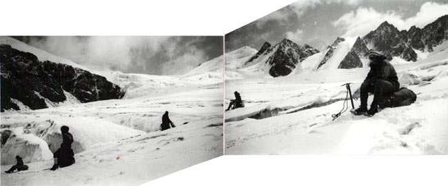 Вид на вторую ступень ледопада ледника Каракольский Восточный